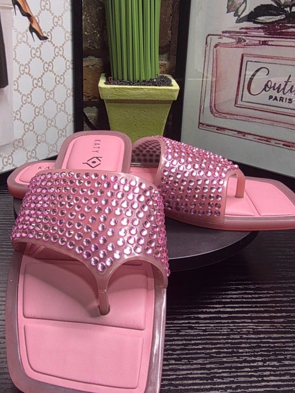 Katy Perry Collections NWOT Pink Jeweled Slide Sandals